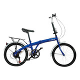 Bicicleta Plegable Lumax 7 Cambios Parrilla Trasera Azul