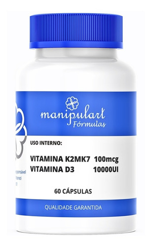 Vitamina K2mk7 100mcg + Vitamina D3 10000ui - 60 Cápsulas