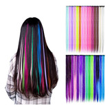 Set Extensiones Mechas Cabello Sintético Colores Fantasía