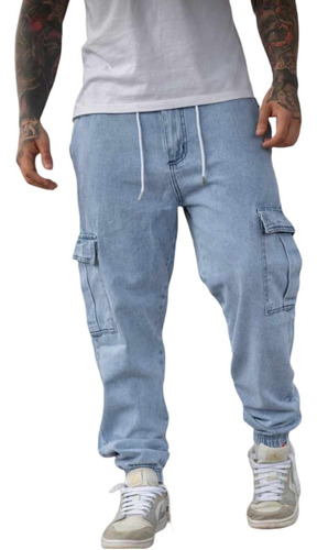 Pantalon Mom Hombre Jogger Cargo Con Pasa Cinto Puño Premium