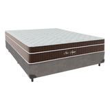 Cama + Box Casal Cinza Colchão New Aspen Comfort Prime