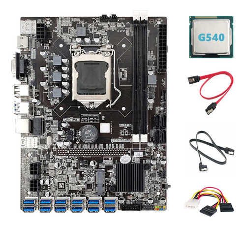 Placa Base B75 12 Usb Eth Mining, Cpu G540, 2 Cables Sata Y