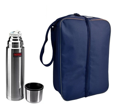 Combo Termo Bala Thermos 1 Litro Cebador +gran Bolso Matero 