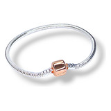 Pulseira Para Berloque  Prata 925 Com Fecho Rose