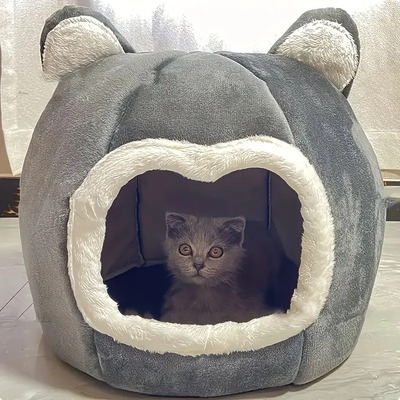 Cama Para Gato Oso Gris Suave 42x42x35cm | Envío gratis