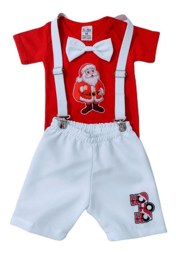 Conjunto Body Bebê Menino Roupa De Natal Infantil C/ Shorts