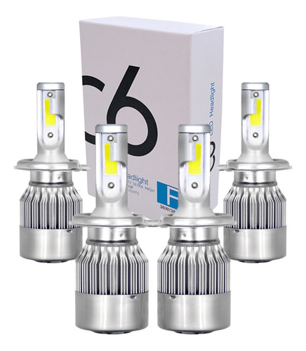 Kit 4 Lâmpadas Super Led Farol Baixo/alto E Milha 6000k C6