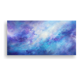 60x30cm Cuadro Canva: Remolinos Celestiales En Azules Flores