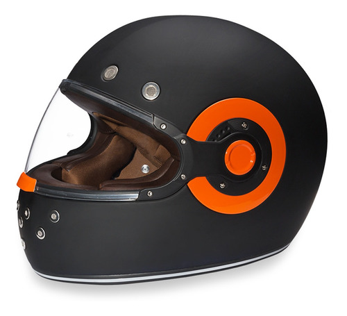 Casco Daytona Helmets D.o.t. Retro Dull Black Orange Accents