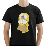 Playera Negra Estampado Homero Mono Con Platillos