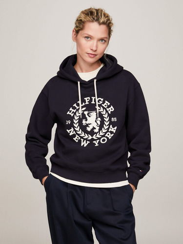 Sudadera Con Capucha Y Escudo Th Mujer Azul Tommy Hilfiger