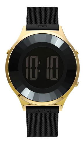 Relógio Technos Feminino Digital Led Black Dourado 40 Mm