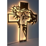 Religioso Cruz Jesus Cruxificado Com Led Em Acrílico 40cm