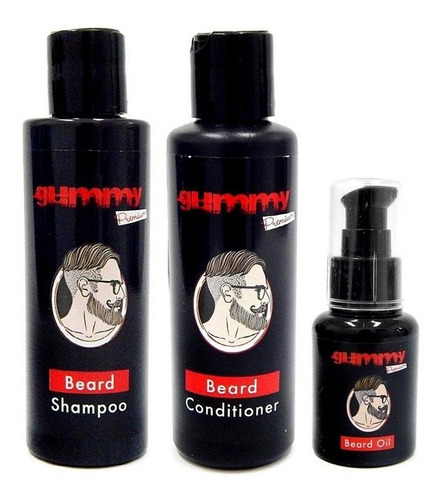 Kit Gummy De Barba Acondicionador + Shampoo + Aceite Premium
