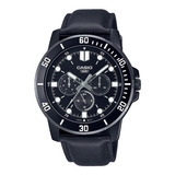 Reloj Casio Mtp-vd300bl-1e, Elegante, Negro Cuero