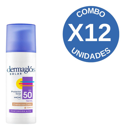 Pack X12 Dermaglós Protector Solar Tono Claro Fps 50 X 50ml