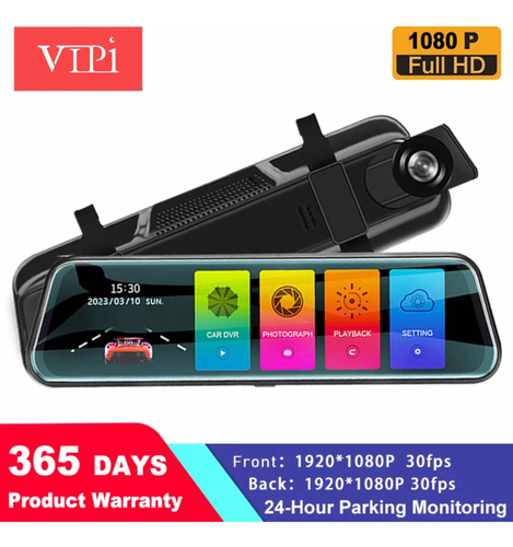 Espejo Retrovisor 10pu 32gb Táctil Cámara Dual Hd 1080p 170°