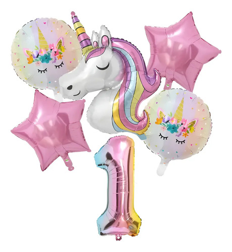 6 Globos Gigantes Fiesta Unicornio Aluminio Con Numero 82cm | MercadoLibre