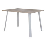 Mesa Comedor Lag Rectangular Con Patas Rectangular Blancas Tapa Blanco Lavado Patas Blanco