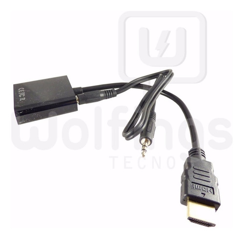 Cable Adaptador Conversor Hdmi A Vga + Plug 3,5 Mm Aud Y Vid