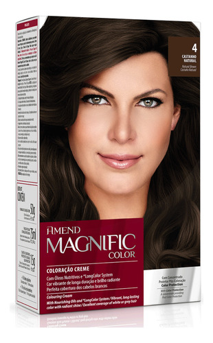 Kit Tintura Amend  Magnific Color Kit Coloração Creme Tom 4 Castanho Natural Para Cabelo