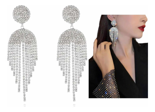 Aretes Largos Brillantes Fiesta Cristal Austriaco Elegantes