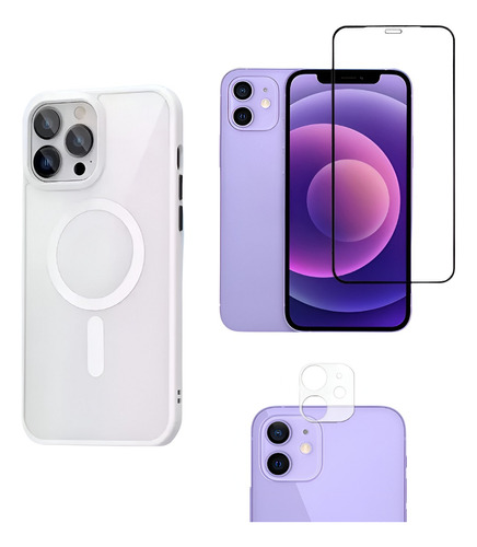 Capinha Case Magnétic Para iPhone 11 +pel 3d +câmera Kit3em1