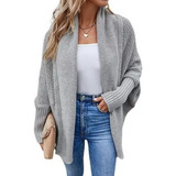 Cardigan De Suéter Quente De Cor Sólida Feminino N