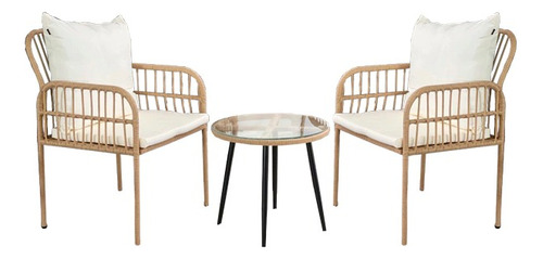 Set Exterior Rattan Modelo Banyu Natural Con Mesa 