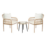 Set Exterior Rattan Modelo Banyu Natural Con Mesa 