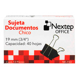 Sujeta Documentos Nextep Acero Chico 19mm 3/4 12 Pzas Negro