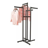 Rack Para Colgar Ropa Exhibidor 4 Brazos Recto  1.70 Negro