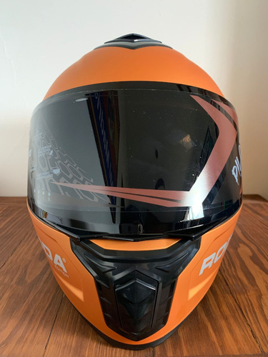 Casco Roda Pilot Naranja Metal Abatible Con Mica Repuesto