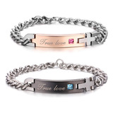 Pulseras 2 Manillas Exclavas Pareja Acero  True Love