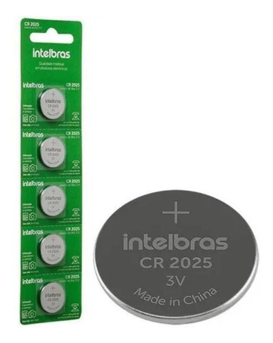 Bateria De Lítio 3 V Cr2032 Botão C/ 5 Pcs Intelbras