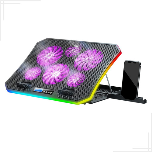 Suporte Notebook Gamer Rgb Ergonomico 6 Fans Cooler Celular