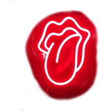 Cartel Mini Lengua Rolling Stones Simple Neón Led / Deco 