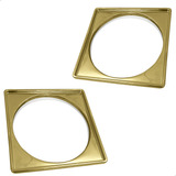 2 Porta Grelha Dourado 15x15 Inox 304 Caixilho Quadrado Kit