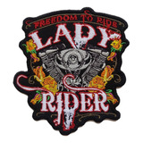 Parche Bordado Lady Rider Freedom To Ride Rosas Y Motos Girl