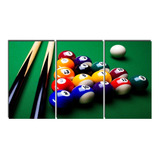 Placa Quadro Painel Bar Sinuca Snooker 3 Peças 150 Cm