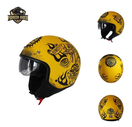 Casco Jet Amarillo Mate Certificado Dot Y Ece