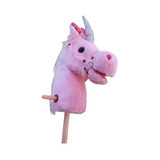 Caballo Unicornio De Palo Peluche Juguete Con Sonido Rosado