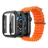 Pulseira Oceano + Capa Vidro Para Apple Watch 49 45 44 41mm