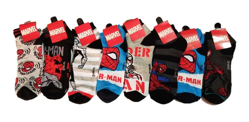 Tin Del Hombre Araña (spiderman) Unitalla. 6 Pares. 