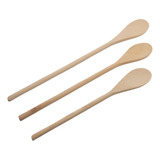 Juego De 3 Cucharas De Mezcla De Madera De Mango Largo - 10 