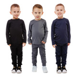 Kit Com 3 Conjuntos Térmicos Blusa E Calça Infantil Menino