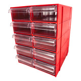 Gaveteiro Organizador Vermelho Multiuso Novo Magus Cg510/2