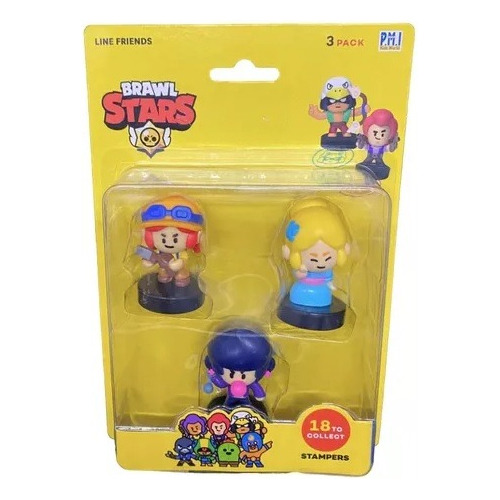 Brawl Stars, Set De 3 Figuras Con Timbre - Friends (set 2)