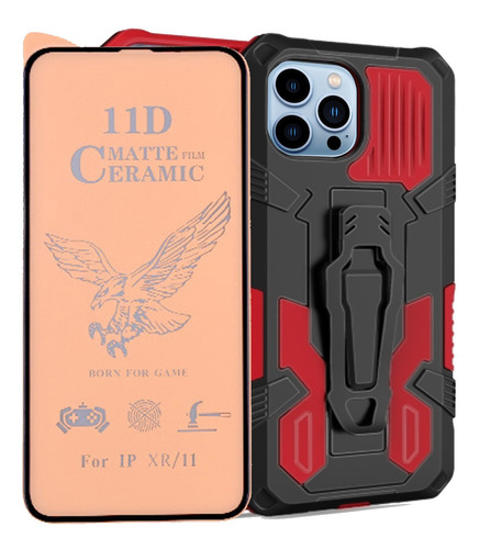 Estuche Antichoque Reforzado + Vidrio Ceramic Para iPhone