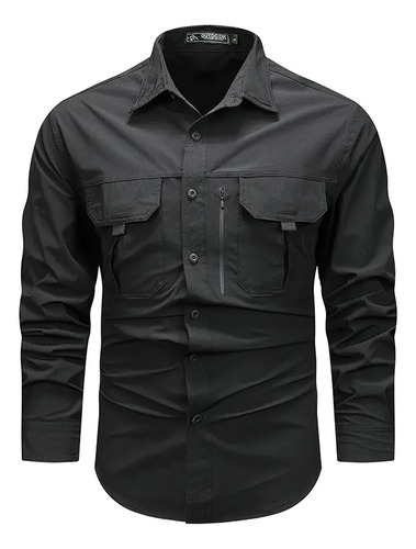 Camisa Casual Para Hombre Al Aire Libre Con Múltiples Bolsil | Envío gratis
